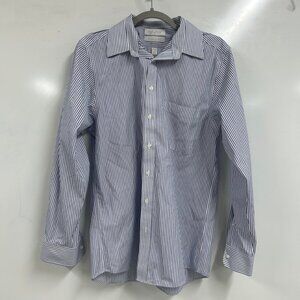 0482 Gold Label Roundtree & Yorke Blue White Stripe Button Down Shirt Classic